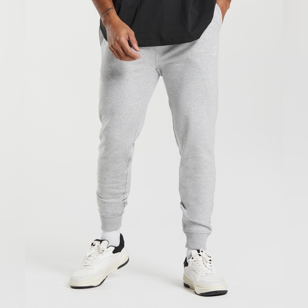 NWT Gymshark Crest Joggers - Light Grey Marl